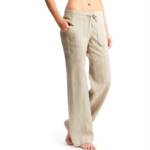 Athleta Tan Linen Drawstring Pants S/213046-03 Size 8